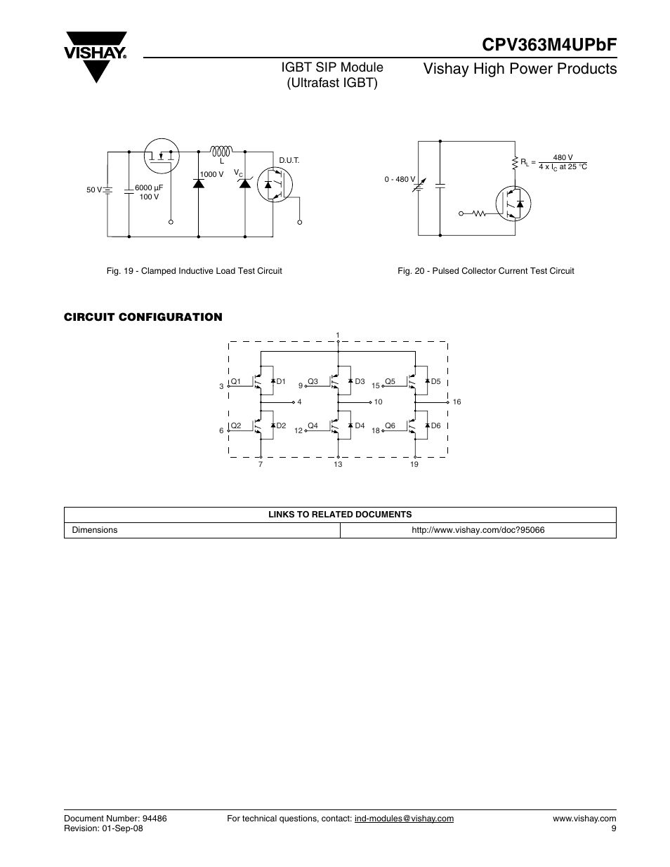 Cpv363m4upbf, Vishay high power products, Igbt sip module (ultrafast igbt) | Circuit configuration | C&H Technology CPV363M4UPbF User Manual | Page 10 / 12