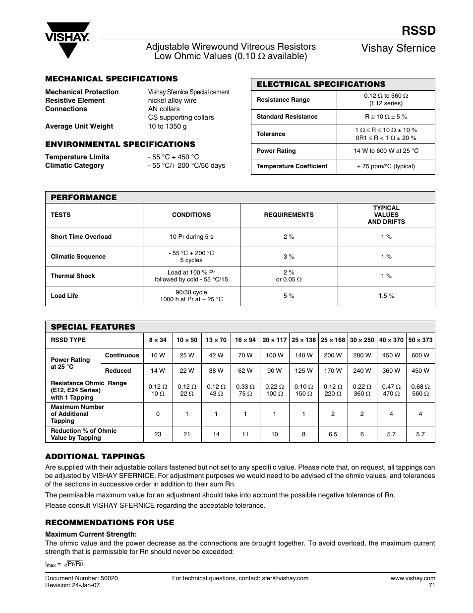 Rssd, Vishay sfernice | C&H Technology RSSD User Manual | Page 3 / 4