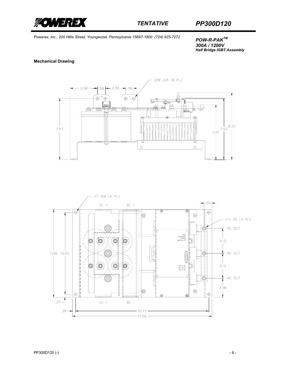 Mechanical drawing | C&H Technology PP300D120 User Manual | Page 7 / 8