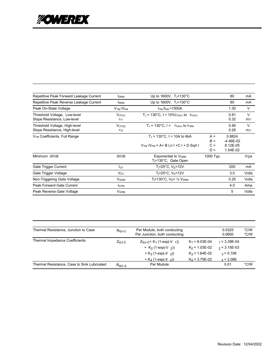 Ld47, Pow-r-blok, Electrical characteristics, t | 25°c unless otherwise specified, Thermal characteristics | C&H Technology LD47__50 User Manual | Page 4 / 6