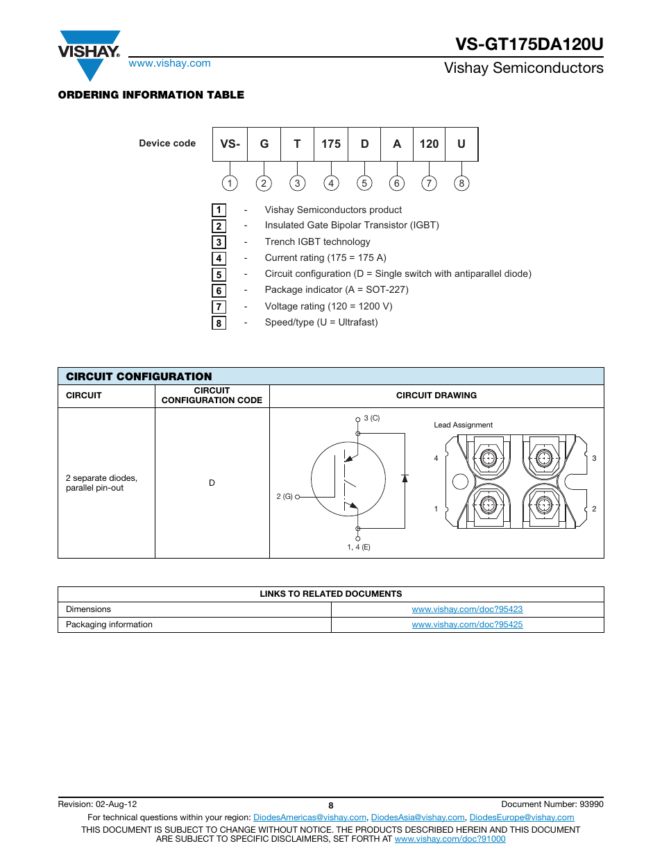 Vishay semiconductors | C&H Technology VS-GT175DA120U User Manual | Page 9 / 11