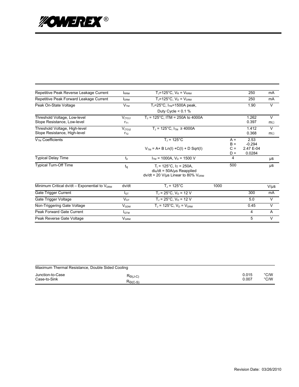 Phase control scr, Thermal characteristics, Electrical characteristics, t | 25°c unless otherwise specified | C&H Technology TAK7--12 User Manual | Page 4 / 5