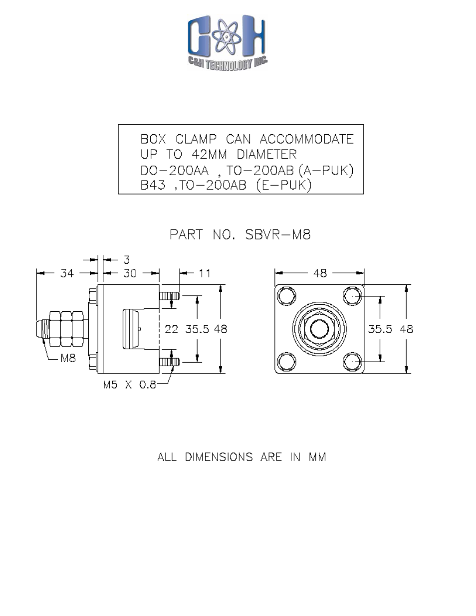 C&H Technology SBVR-M8 User Manual | 2 pages