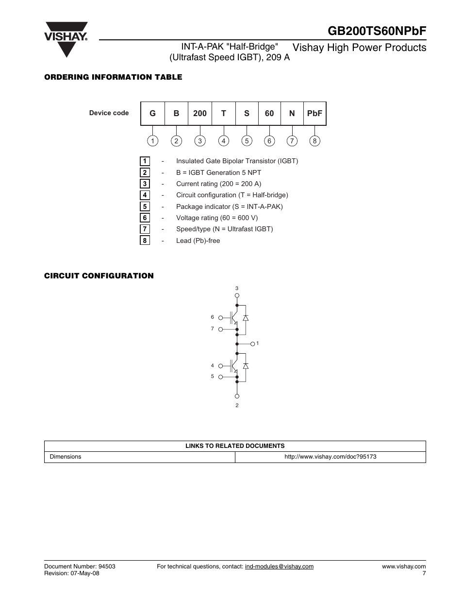 Vishay high power products | C&H Technology GB200TS60NPbF User Manual | Page 8 / 9