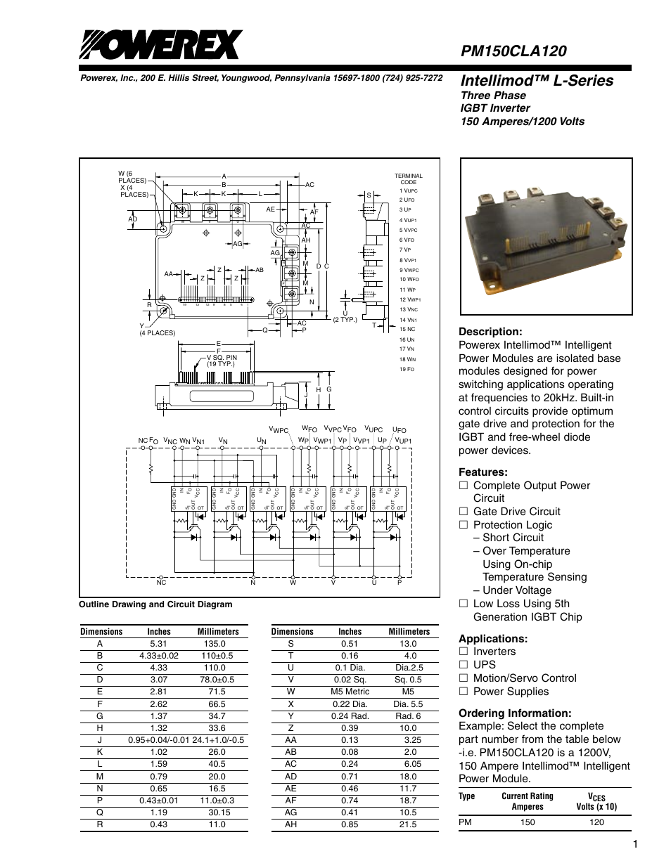 Intellimod™ l-series | C&H Technology PM150CLA120 User Manual | Page 3 / 8