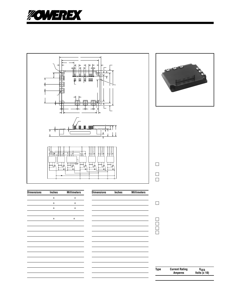 Intellimod™ module, Type current rating v | C&H Technology PM200RSD060 User Manual | Page 2 / 7