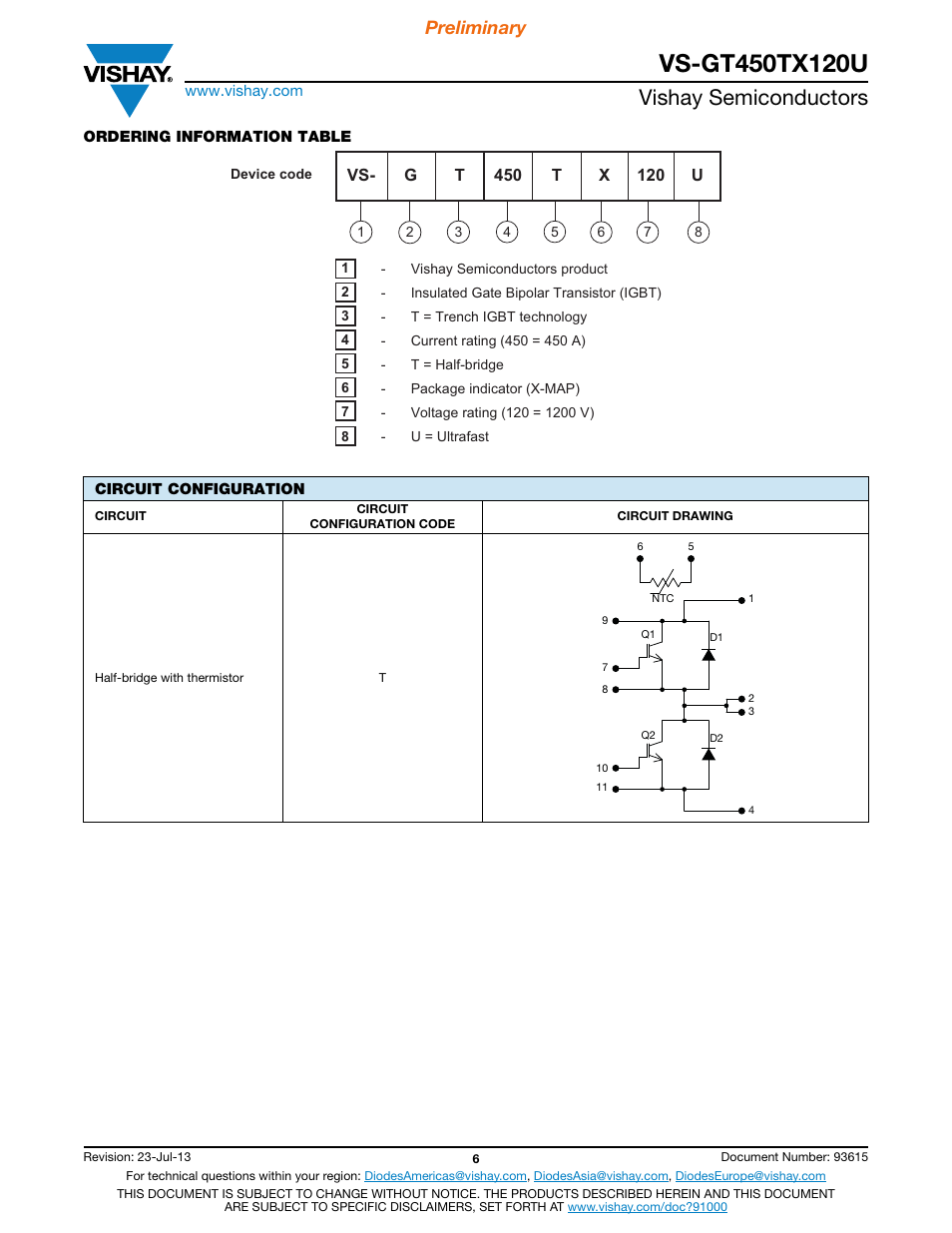 Vishay semiconductors, Preliminary | C&H Technology VS-GT450TX120U User Manual | Page 7 / 8