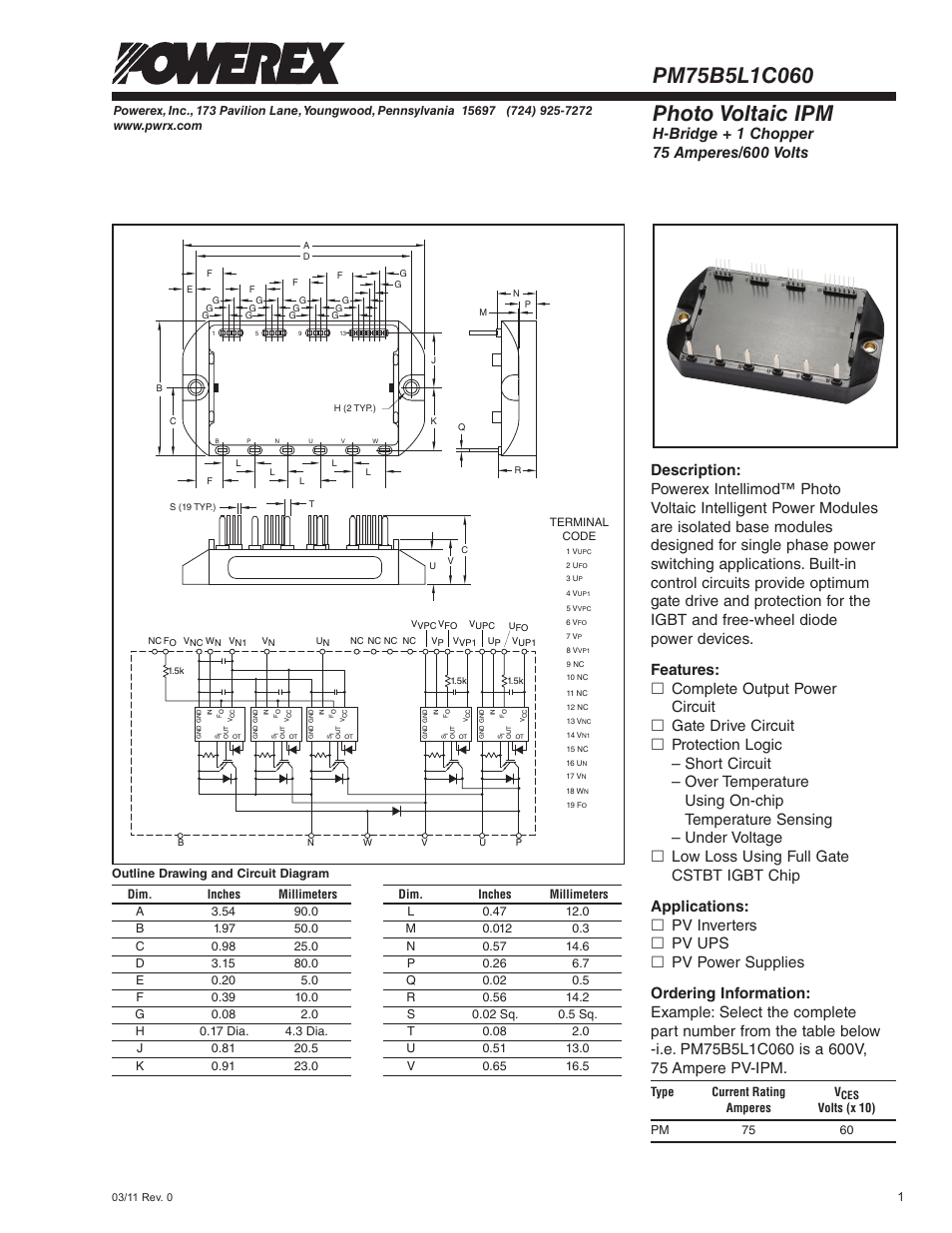 Photo voltaic ipm | C&H Technology PM75B5L1C060 User Manual | Page 2 / 5