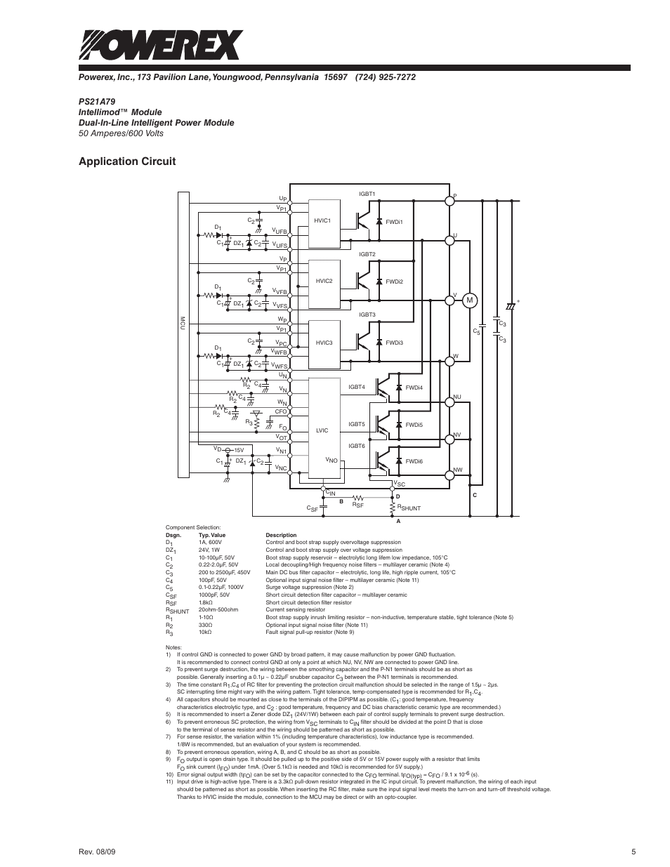 Application circuit | C&H Technology PS21A79 User Manual | Page 6 / 8