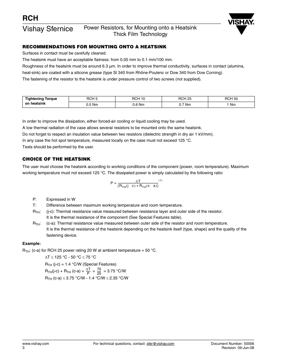 Rch vishay sfernice | C&H Technology RCH User Manual | Page 4 / 7