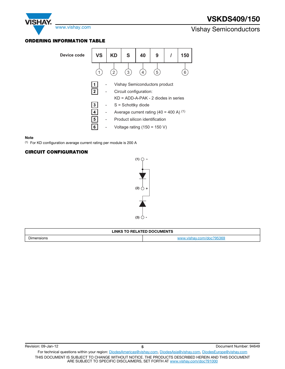 Vishay semiconductors | C&H Technology VSKDS409-150 User Manual | Page 6 / 10
