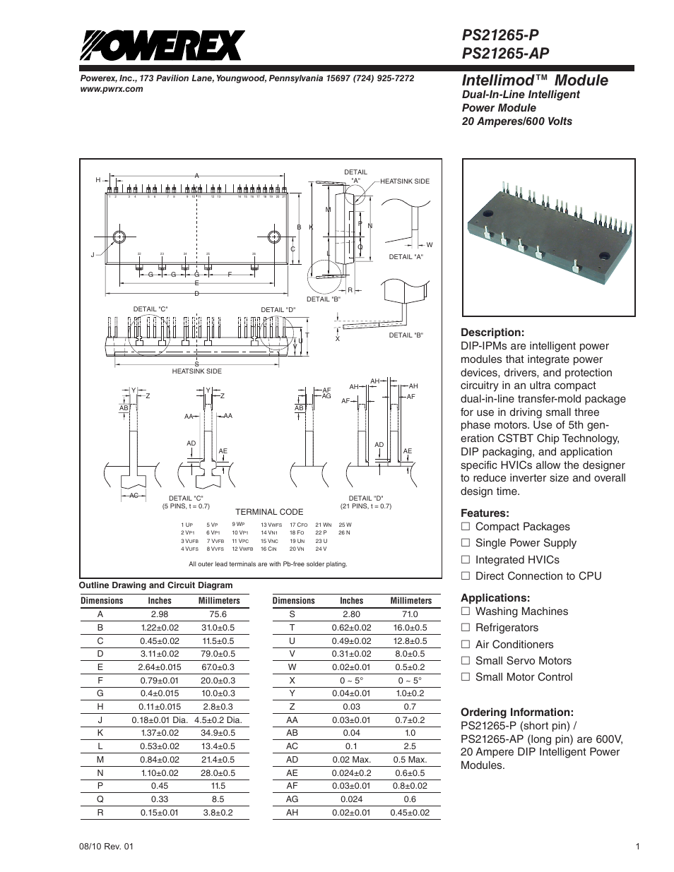 Intellimod™ module | C&H Technology PS21265-AP User Manual | Page 2 / 9