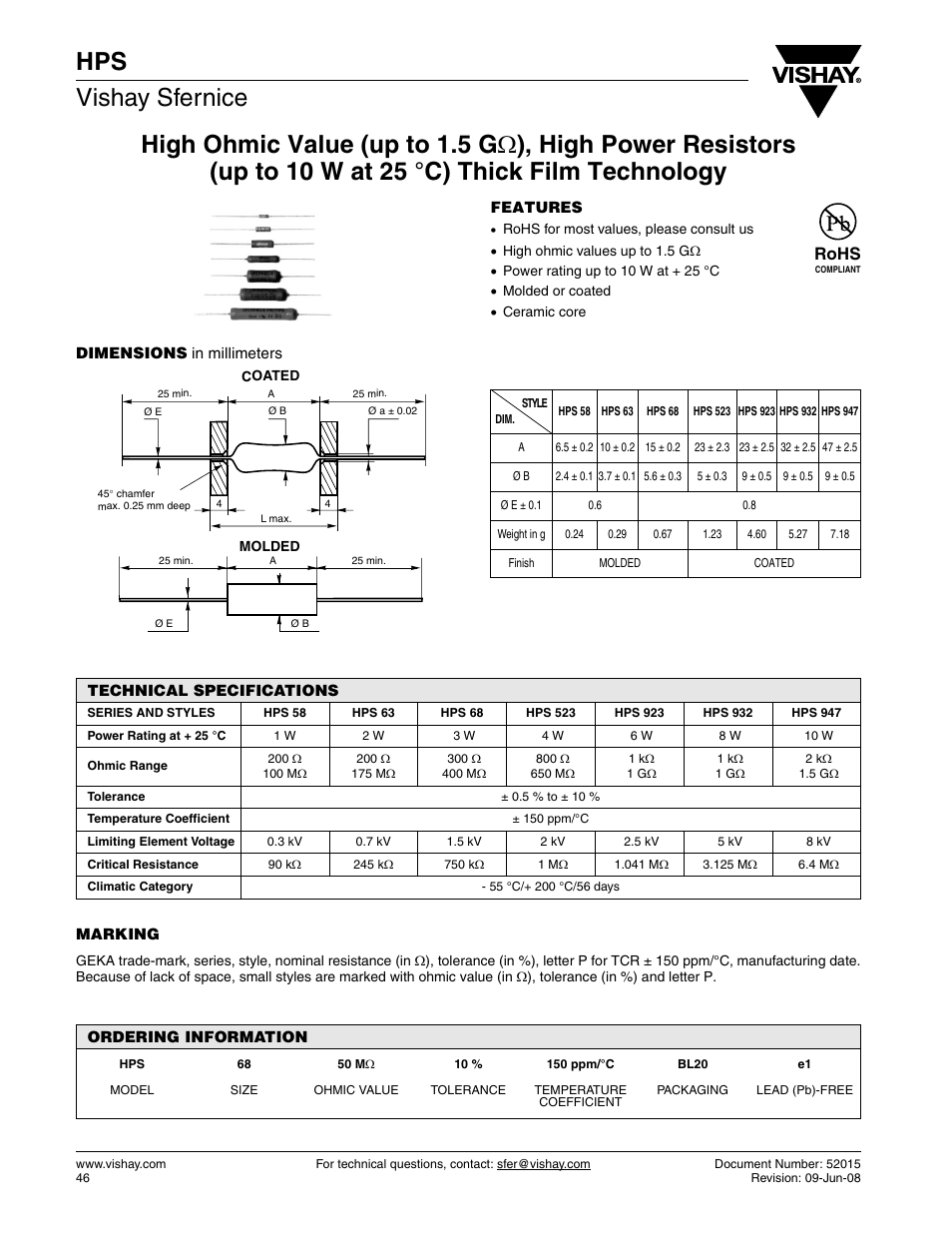 Datasheet, Rohs | C&H Technology HPS User Manual | Page 2 / 4