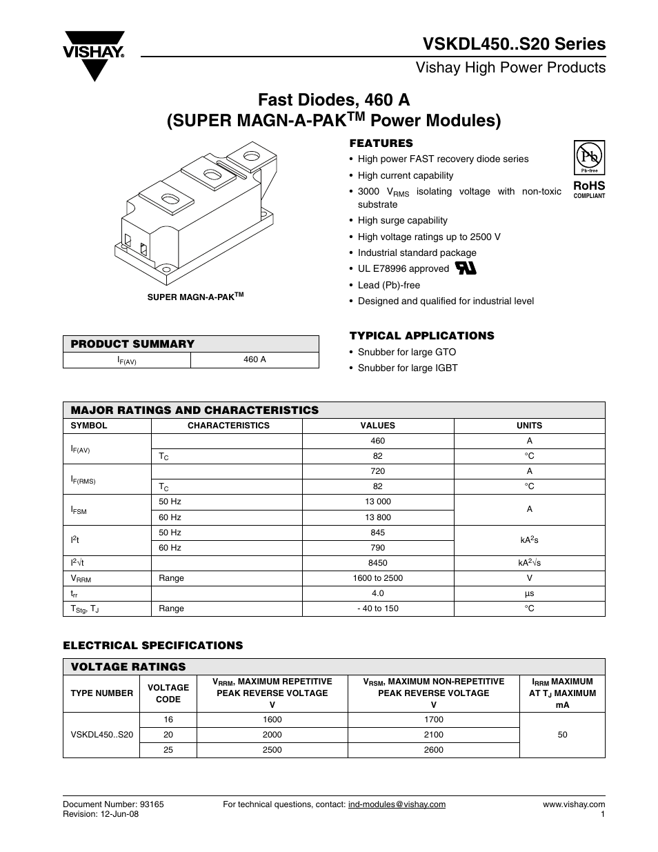 C&H Technology VSKDL450..S20 Series User Manual | 8 pages