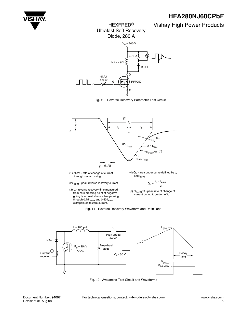Vishay high power products, Hexfred, Ultrafast soft recovery diode, 280 a | C&H Technology HFA280NJ60CPbF User Manual | Page 6 / 8