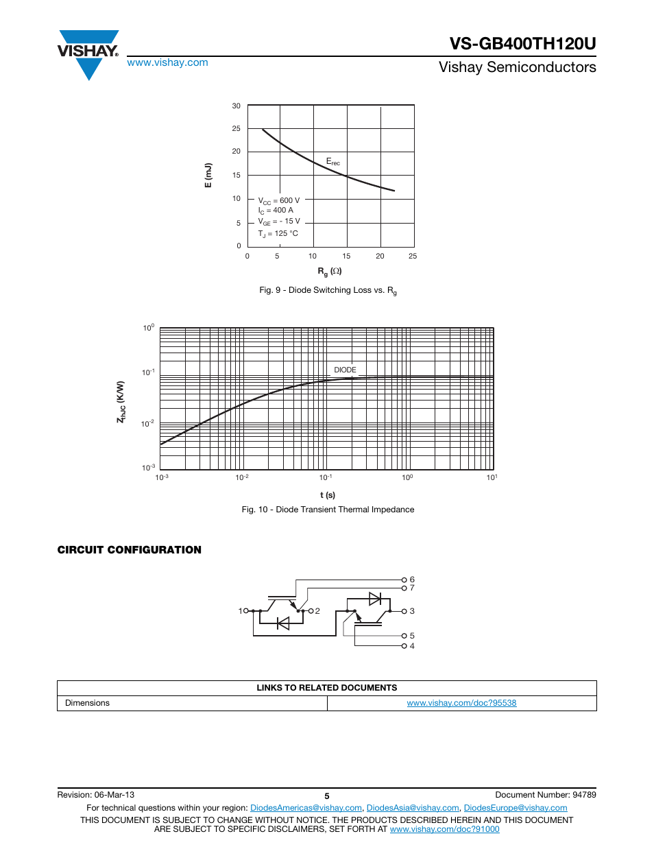 Vishay semiconductors, Circuit configuration | C&H Technology VS-GB400TH120U User Manual | Page 6 / 8