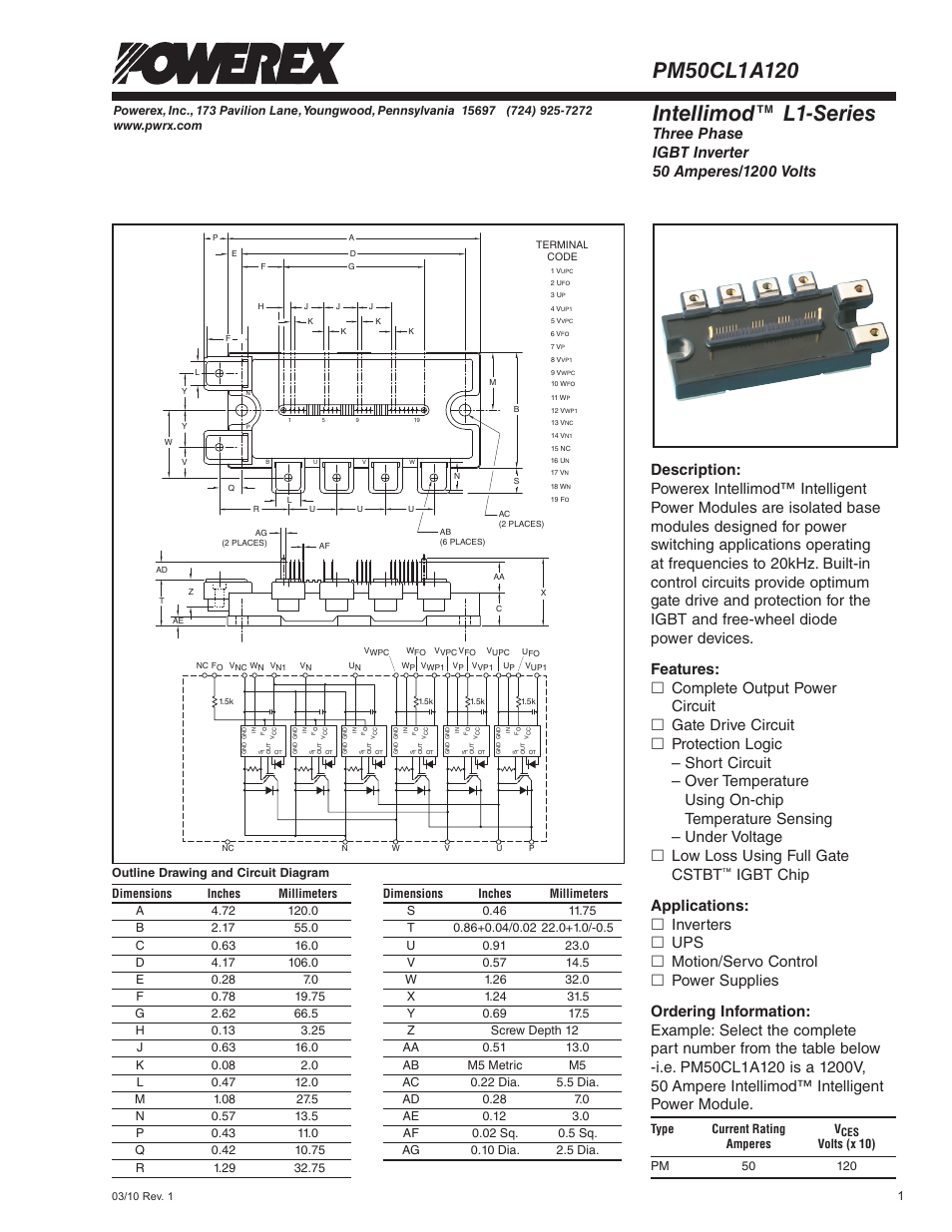 Intellimod™ l1-series | C&H Technology PM50CL1A120 User Manual | Page 2 / 6