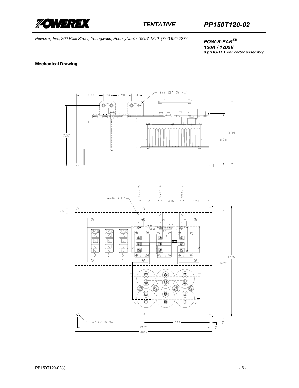 Mechanical drawing | C&H Technology PP150T120-02 User Manual | Page 7 / 8