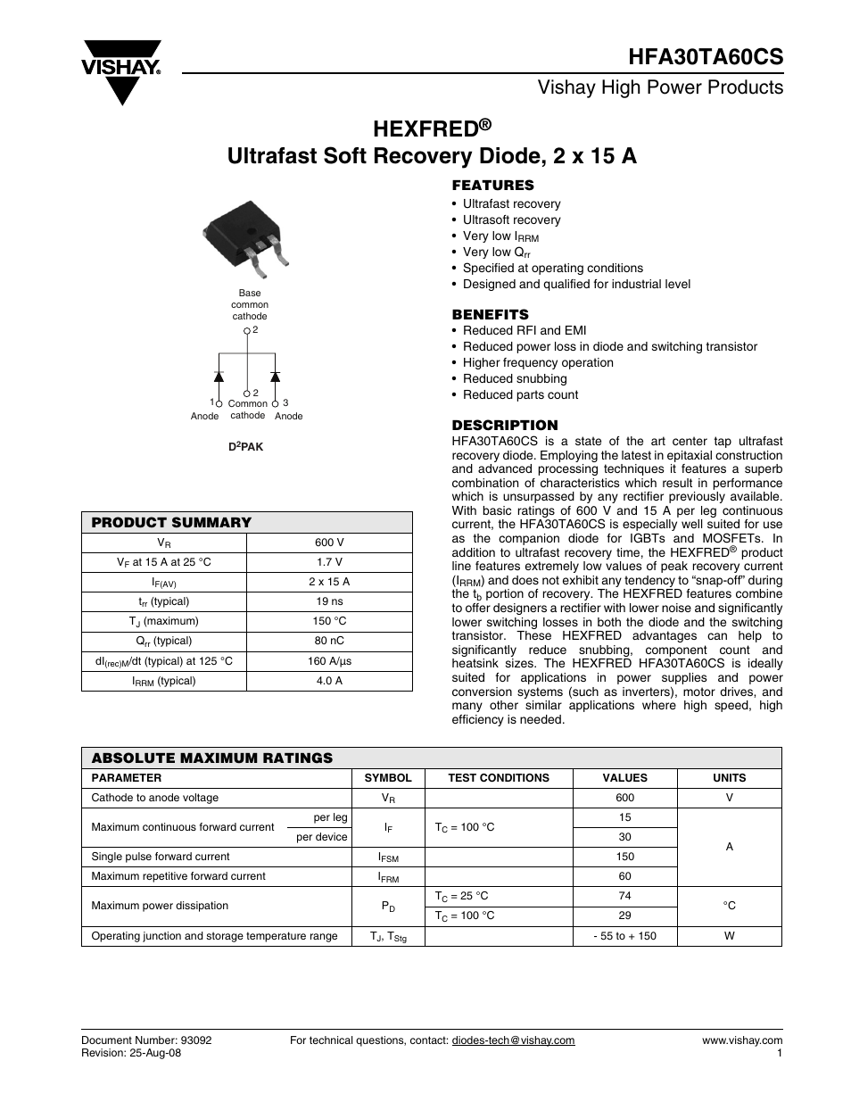 C&H Technology HFA30TA60CS User Manual | 6 pages