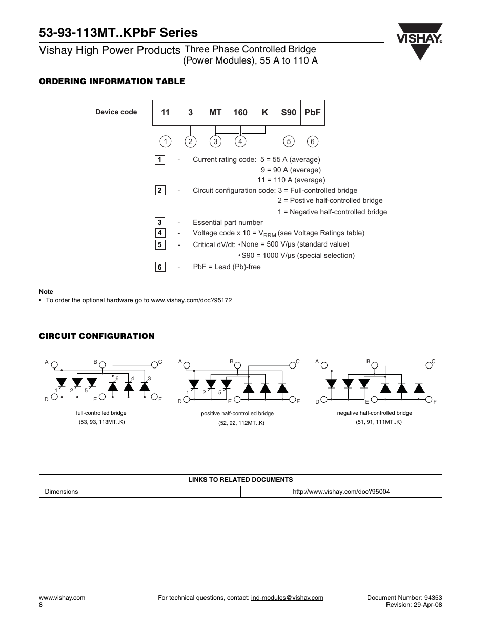 Vishay high power products | C&H Technology 113MT..KPbF Series User Manual | Page 9 / 9