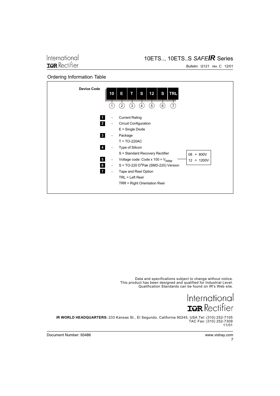 10ets.., 10ets..s safe, Series | C&H Technology 10ETS12S SAFEIR Series User Manual | Page 8 / 8