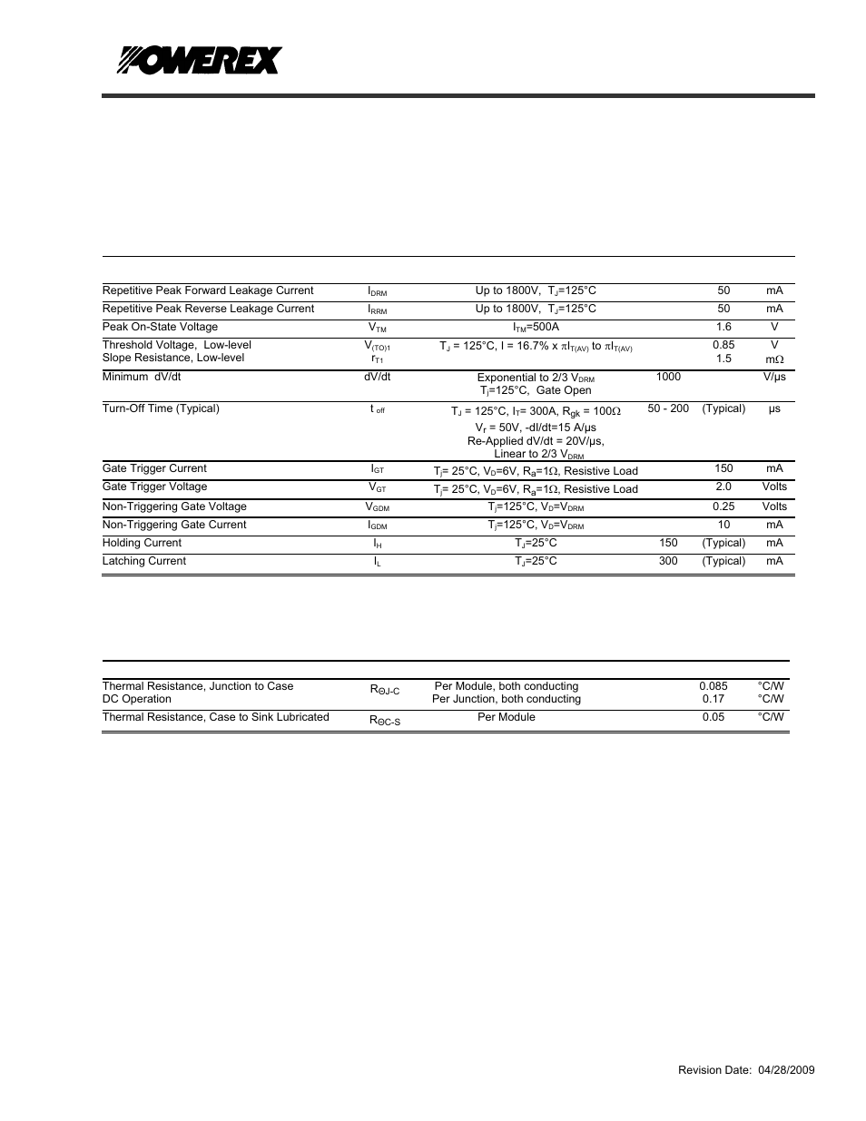 Cd63 b, Pow-r-blok, Electrical characteristics, t | 25°c unless otherwise specified, Thermal characteristics | C&H Technology CD63__15B User Manual | Page 4 / 5