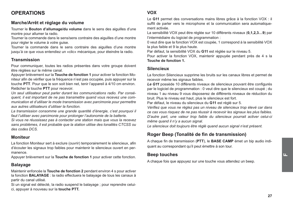 Operations | MIDLAND G11 User Manual | Page 29 / 54