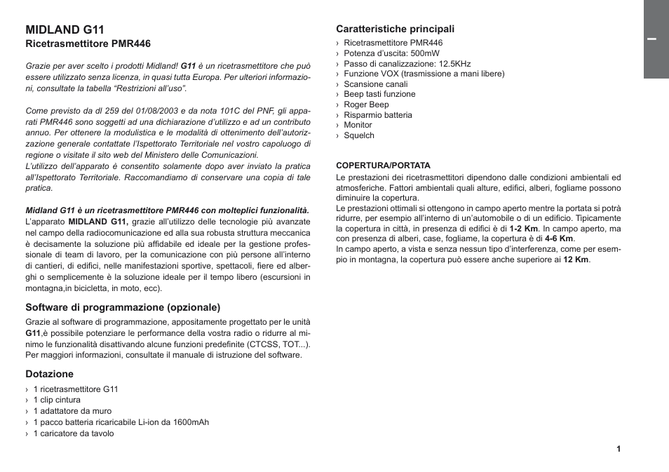 Midland g11 | MIDLAND G11 User Manual | Page 3 / 54