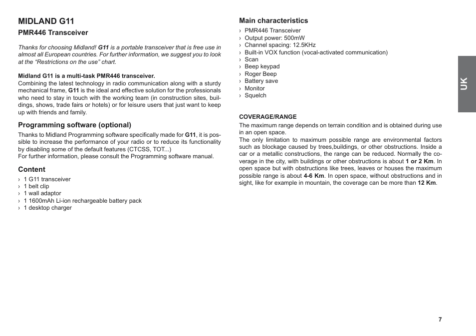 Midland g11 | MIDLAND G11 User Manual | Page 9 / 54