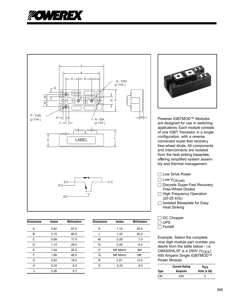 Trench gate design single igbtmod, Cm450ha-5f | C&H Technology CM450HA-5F User Manual | Page 2 / 5
