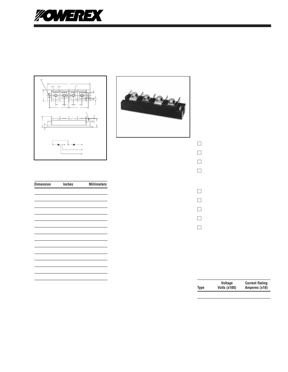 Scr/diode pow-r-blok™ modules, Sd-25 | C&H Technology CM520813 User Manual | Page 2 / 5