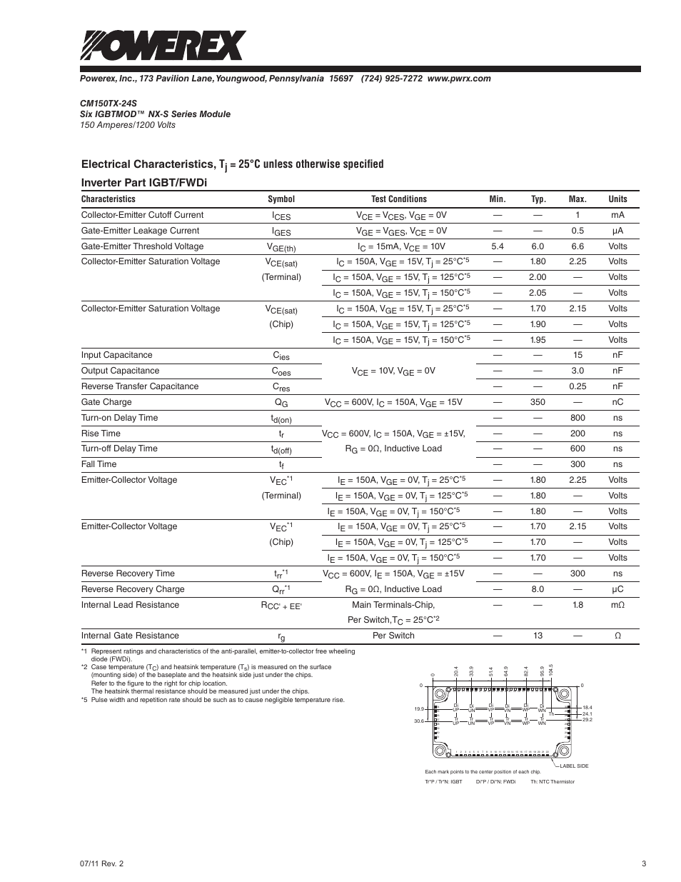 Electrical characteristics, t | C&H Technology CM150TX-24S User Manual | Page 4 / 6