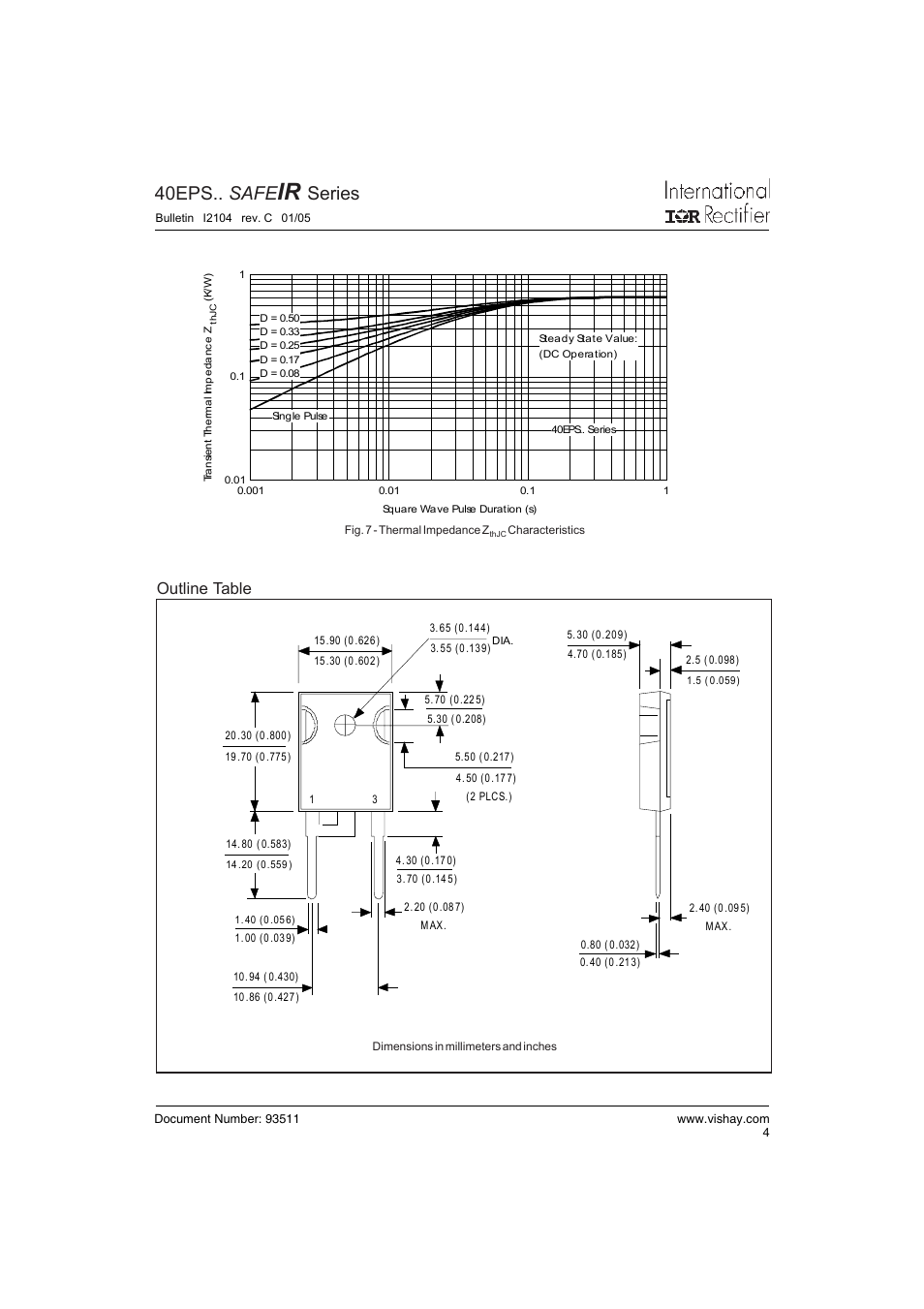 40eps.. safe, Series, Outline table | C&H Technology 40EPS.. SAFEIR Series User Manual | Page 5 / 6