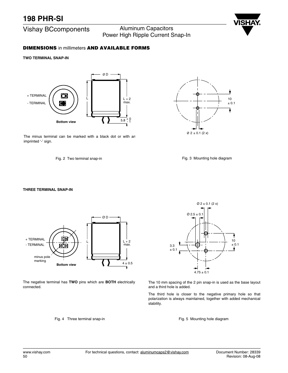 198 phr-si, Vishay bccomponents | C&H Technology 198 PHR-SI User Manual | Page 3 / 8