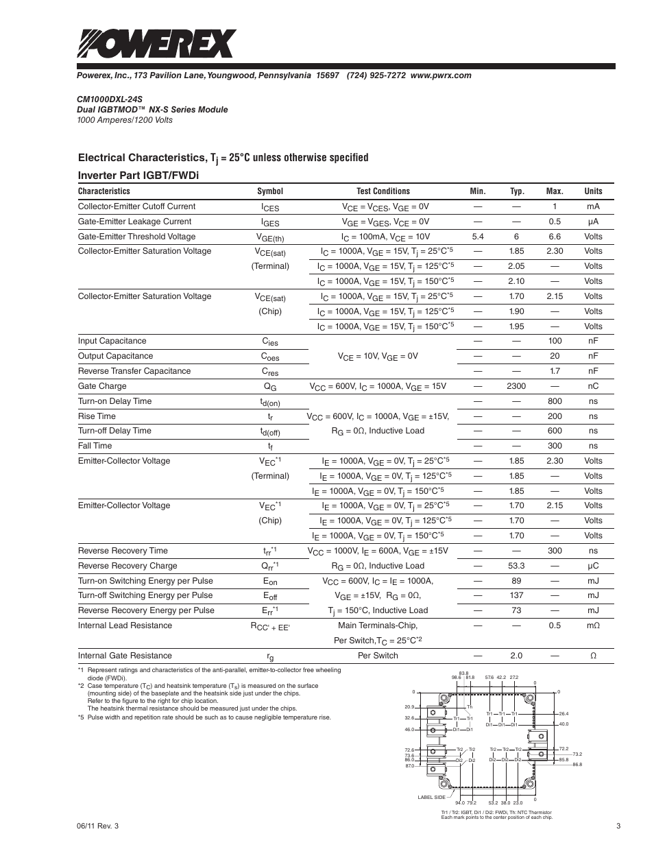 Electrical characteristics, t | C&H Technology CM1000DXL-24S User Manual | Page 4 / 7