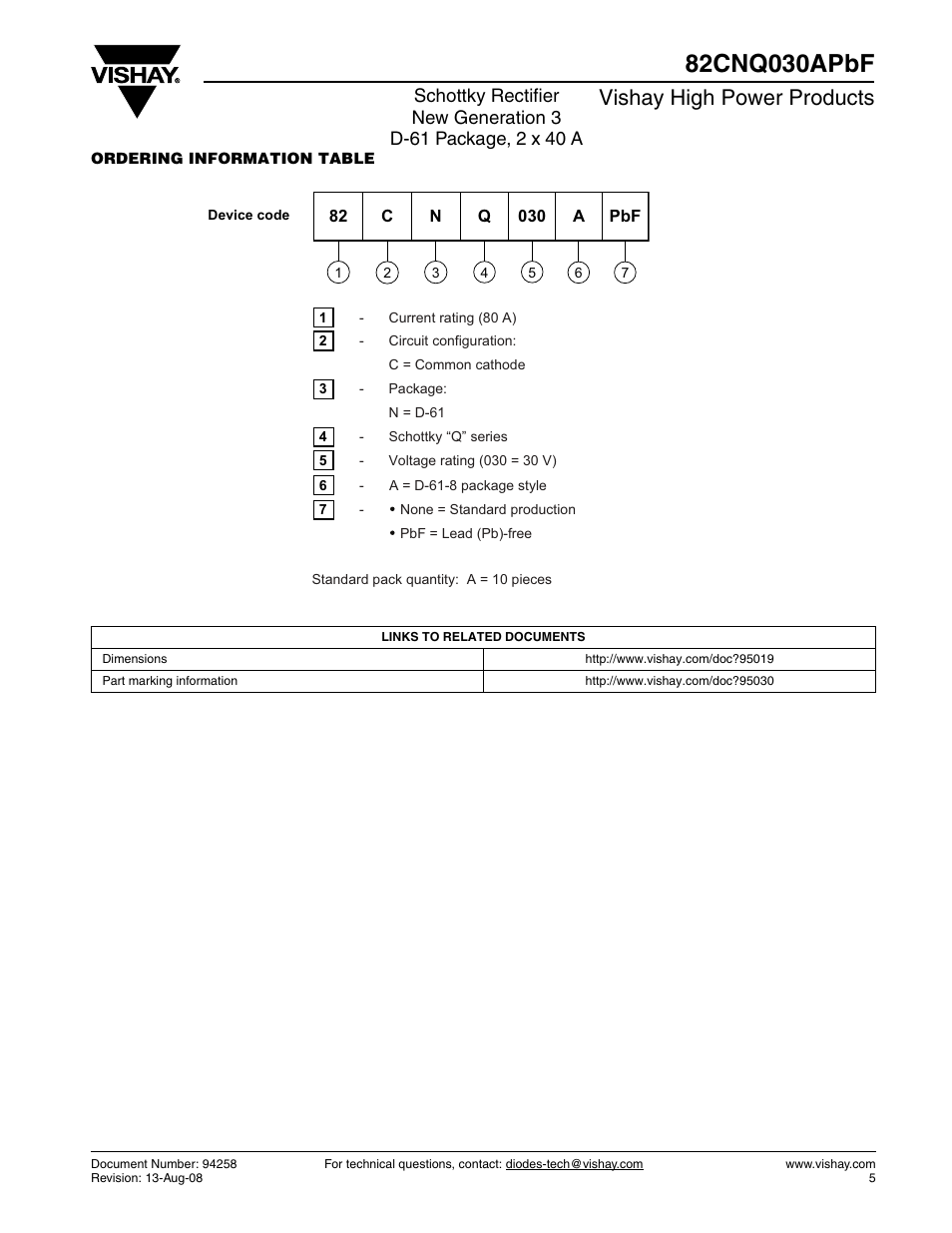 Vishay high power products | C&H Technology 82CNQ030APbF User Manual | Page 6 / 7