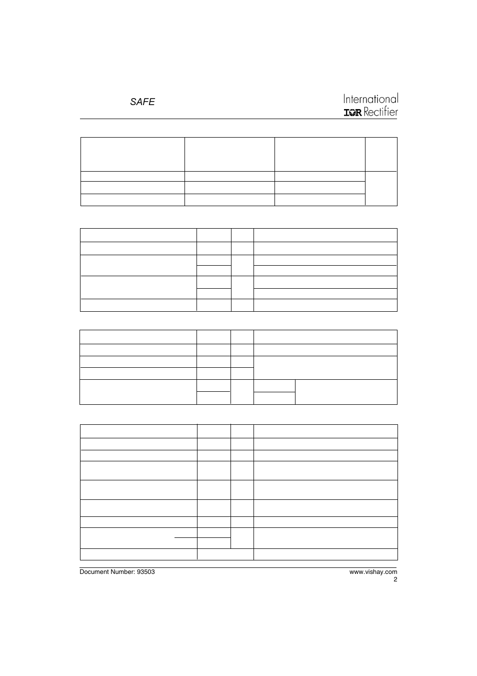 20ets..fp safe, Series, Voltage ratings | Thermal-mechanical specifications, Absolute maximum ratings, Electrical specifications | C&H Technology 20ETS..FP SAFEIR Series User Manual | Page 3 / 7