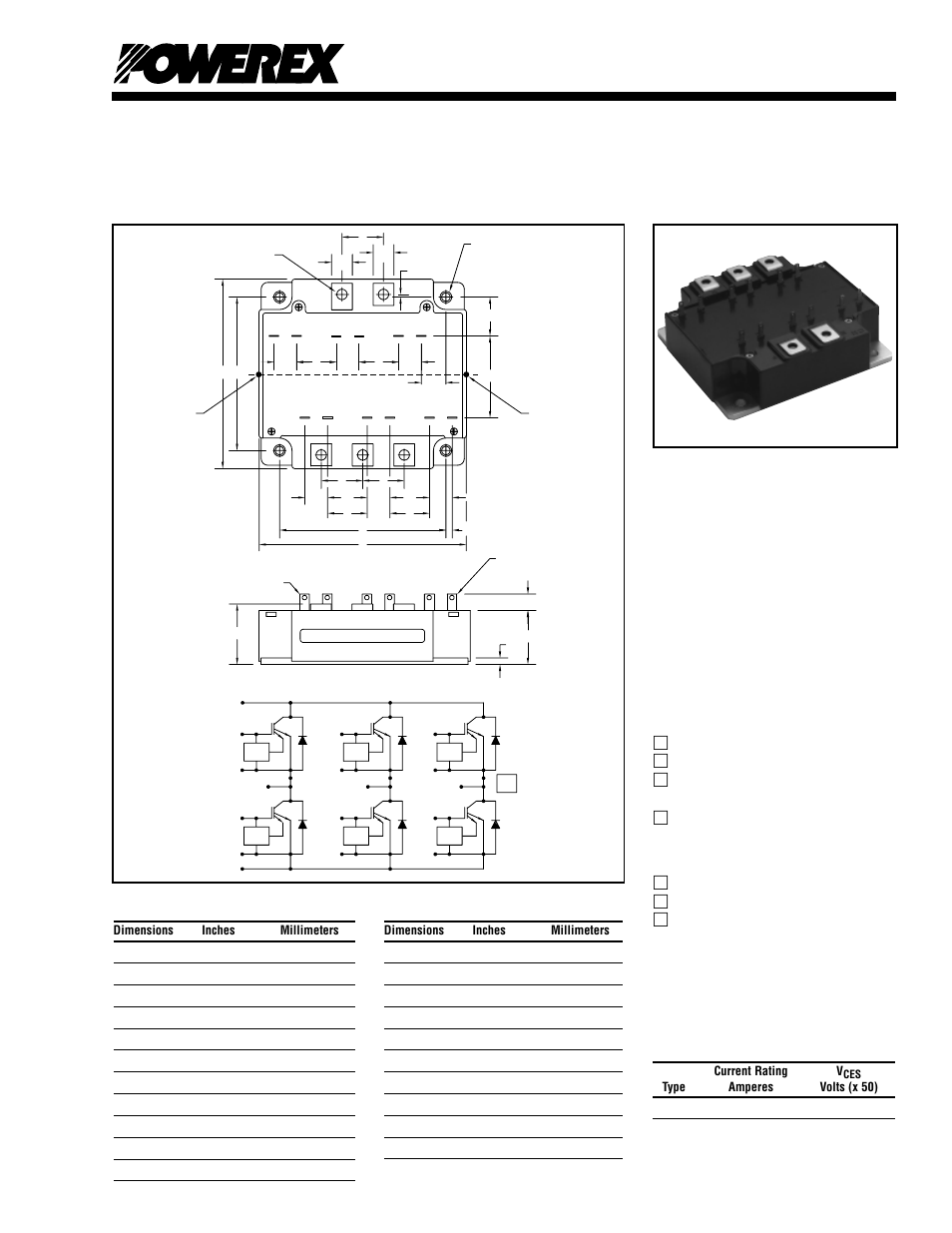 Trench gate design six igbtmod, 100 ampere six- igbt igbtmod™ power module | C&H Technology CM100TU-24F User Manual | Page 2 / 5