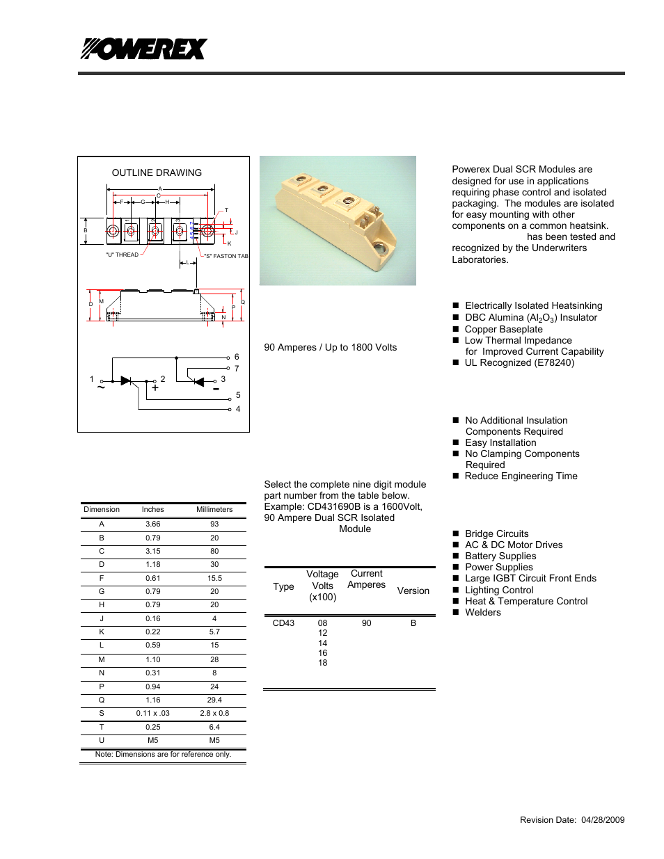 Powerex CD43__90B User Manual | 4 pages