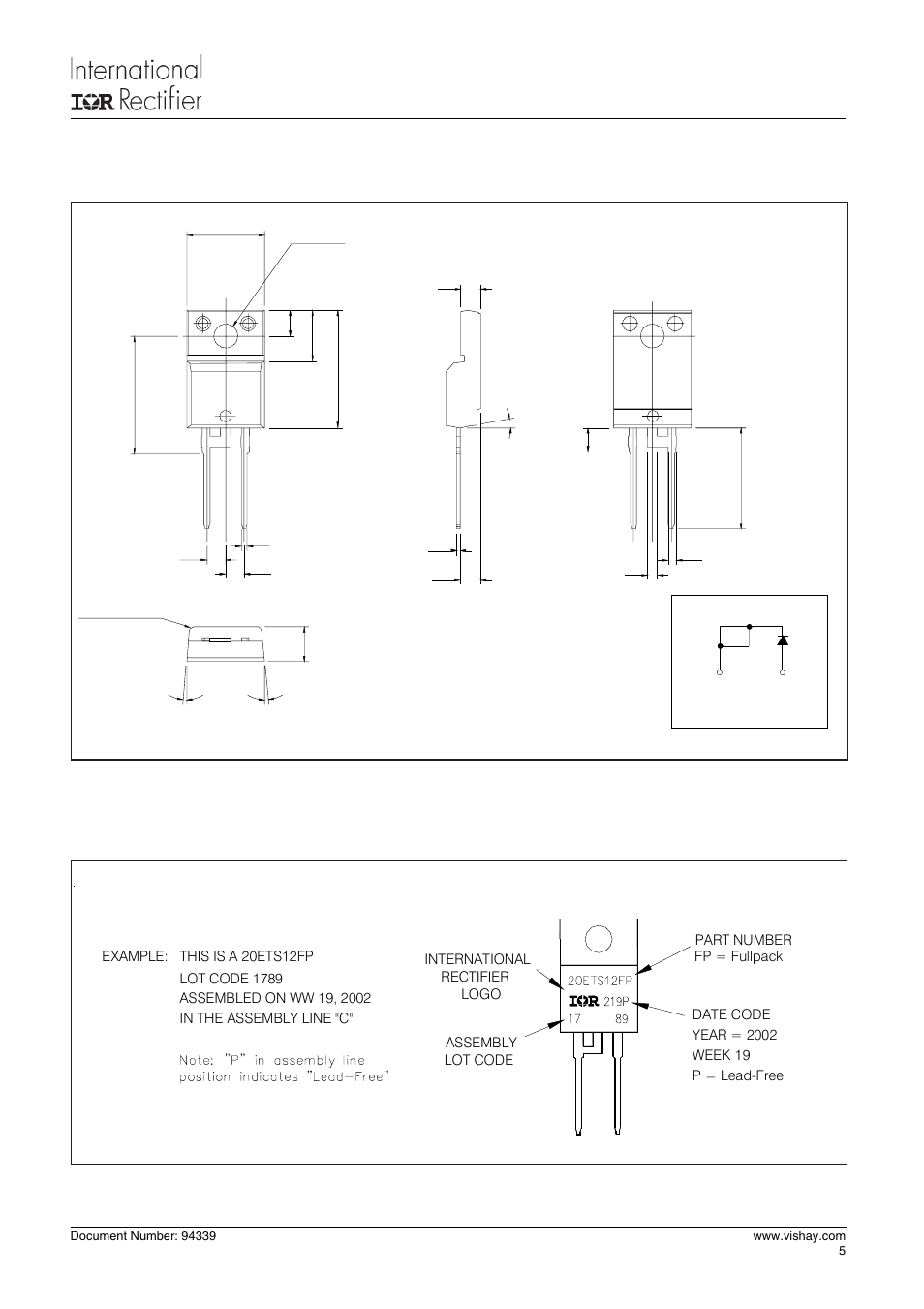 20ets..fppbf safe, Series, Outline table | Part marking information | C&H Technology 20ETS..FPPbF SAFEIR Series User Manual | Page 6 / 7