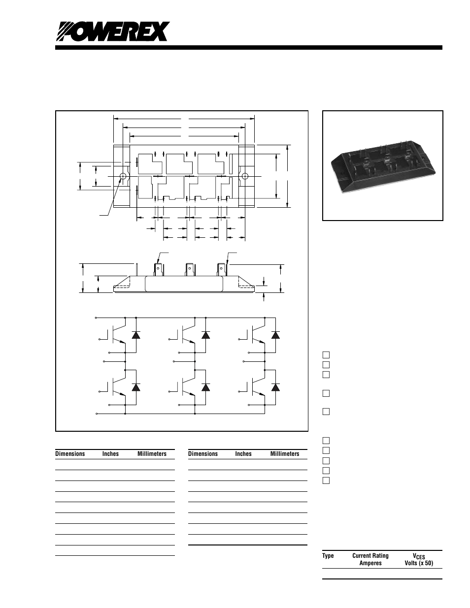 Six-igbt igbtmod™ h-series module, Cm50tf-12h, 50 ampere six- igbt igbtmod™ power module | C&H Technology CM50TF-12H User Manual | Page 2 / 5