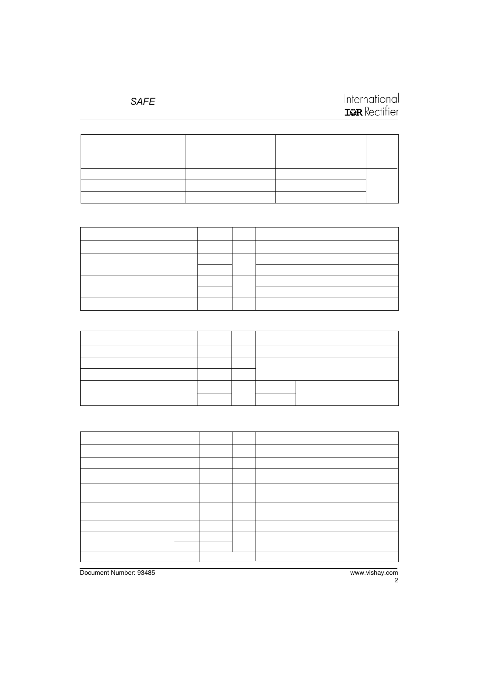 10ets..fp safe, Series, Voltage ratings | Thermal-mechanical specifications, Absolute maximum ratings electrical specifications | C&H Technology 10ETS..FP SAFEIR Series User Manual | Page 3 / 7