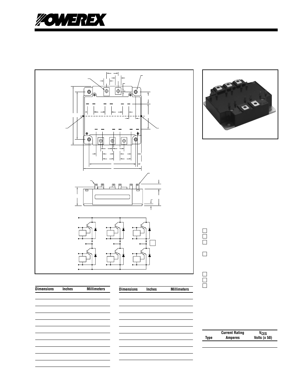 Trench gate design six igbtmod, 150 ampere six- igbt igbtmod™ power module | C&H Technology CM150TU-12F User Manual | Page 2 / 5