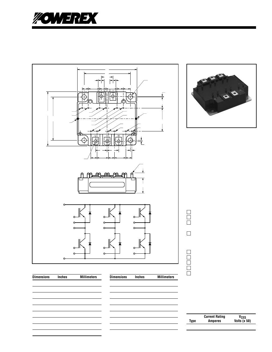 Six igbtmod™ u-series module, Cm50tu-24h | C&H Technology CM50TU-24H User Manual | Page 2 / 5