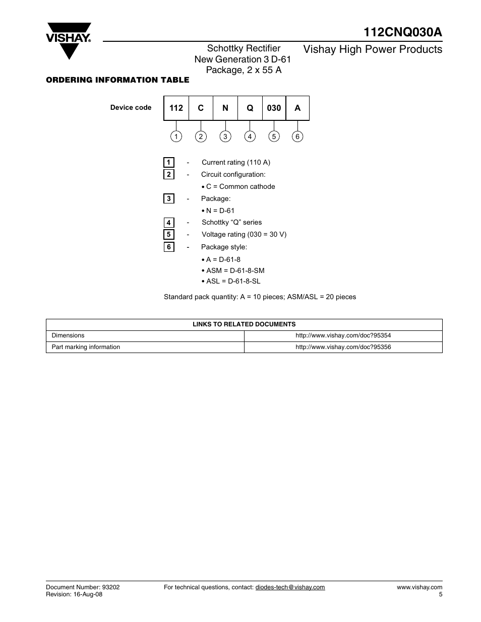 Vishay high power products | Vishay 112CNQ030A User Manual | Page 5 / 6