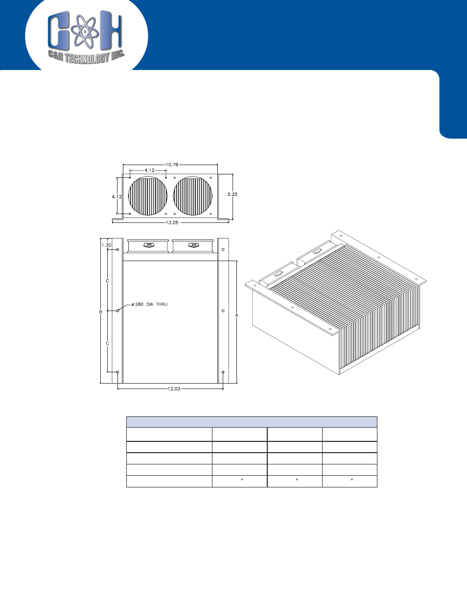 Standard size bonded fin heat sinks, Forced convection-double fan | C&H Technology CH5119 User Manual | Page 2 / 2