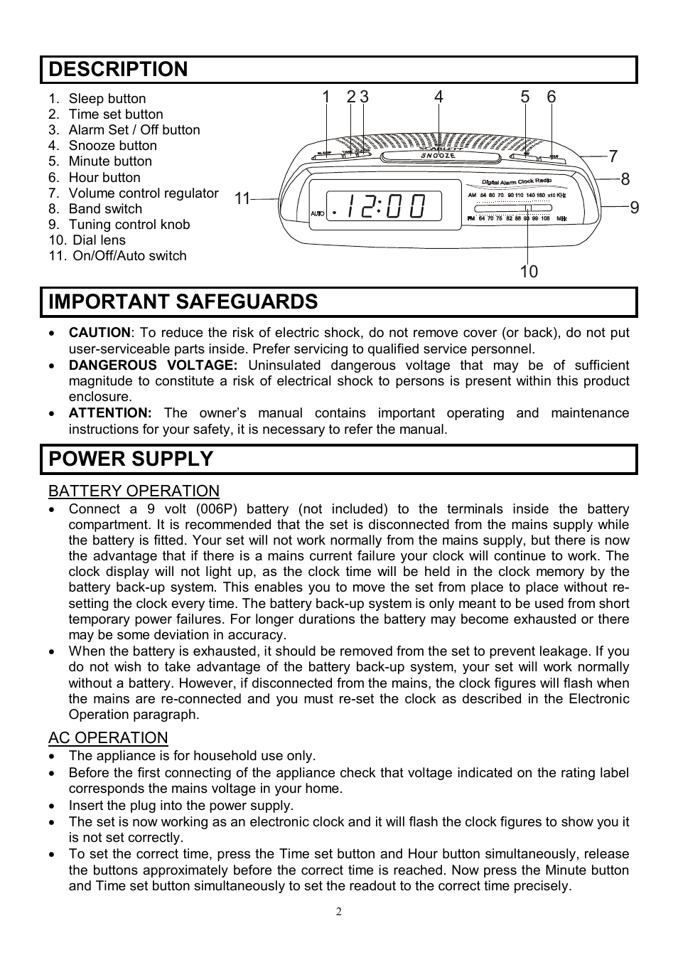 Description, Important safeguards, Power supply | Scarlett SC-4004 User Manual | Page 2 / 6