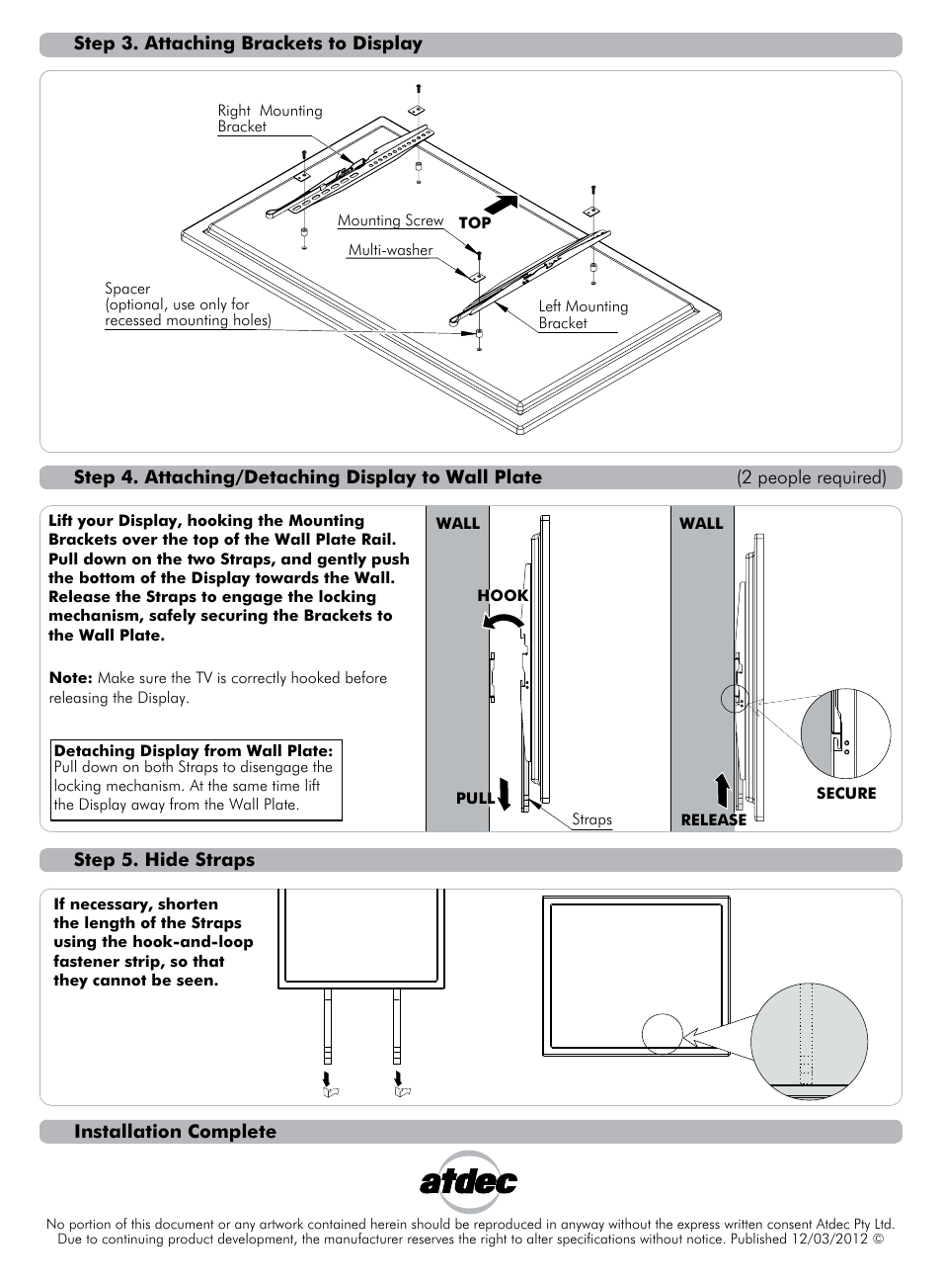 Th-3060-uf installation instruction2 (low-res)-01 | Atdec Telehook TH-3060-UF Installation manual User Manual | Page 2 / 2