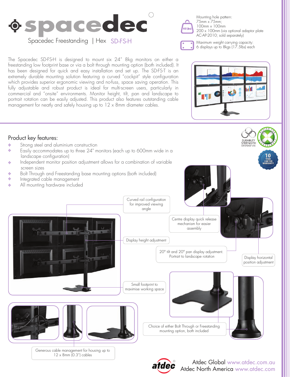Atdec Spacedec SD-FS-H product brochure User Manual | 2 pages