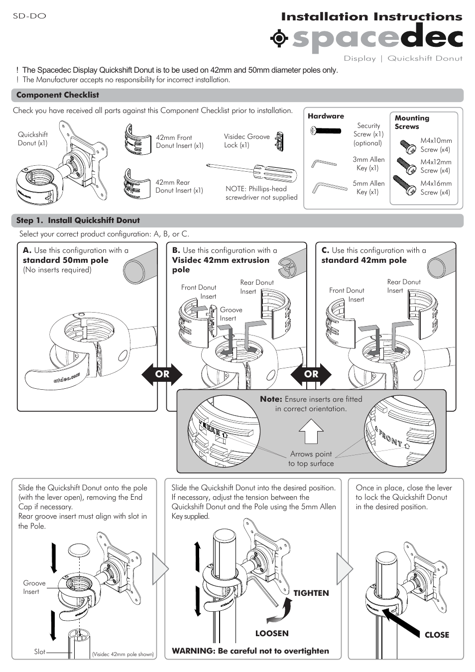 Atdec Spacedec SD-DO Installation manual User Manual | 2 pages